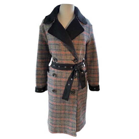 FREE PEOPLE Houndstooth Long line Trench Coat - Picture 3 of 5